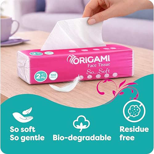 Origami Online Facial Tissues | Soft Pack | Pack of 6 | 100 Pulls Each - Image 2