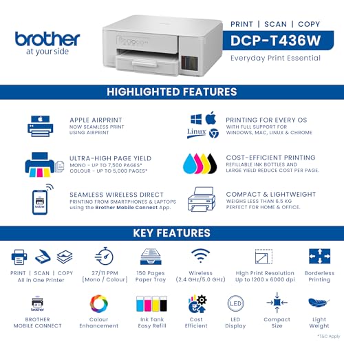 Brother DCP-T436W WiFi Multifunction Print