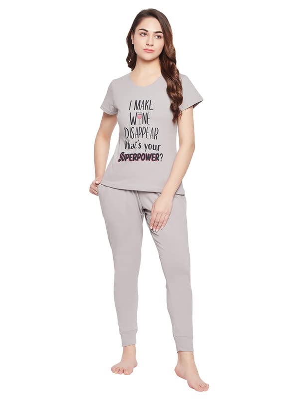 Clovia Women's Cotton Text &