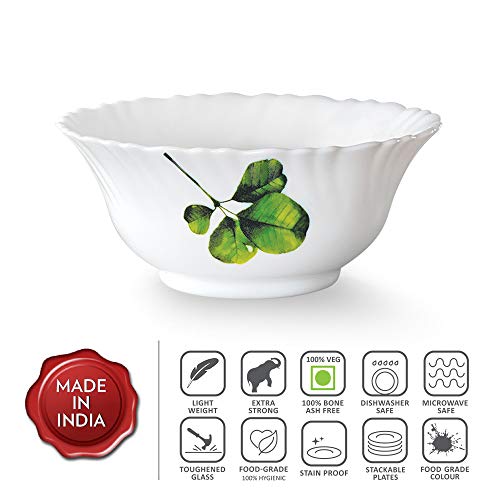 Larah by BOROSIL Opalware Veg Bowl - Oval, White, 4.5 inch Set of 6 - Image 2