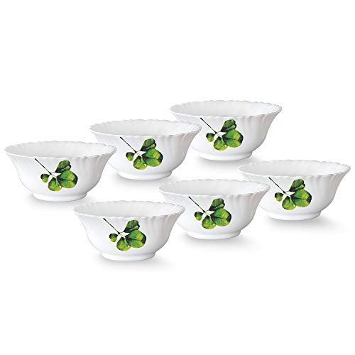 Larah by BOROSIL Opalware Veg Bowl - Oval, White, 4.5 inch Set of 6 - Image 3