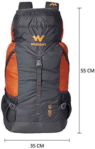 Wildcraft 45 Ltrs Grey and Orange 2 Compartment Rucksack Large - Image 7