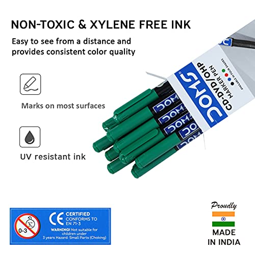 Doms Non-Toxic CD-DVD/OHP Pens (Green x 20 Set) - Image 4