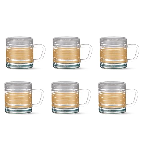 Borosil Vision Tea n Coffee Classic Mug Set of 6 Pcs 190 ml | Borosillicate Glass, Microwave Safe, Scratch Resistance, Lightweight | for Chai, Green Tea, Milk (Glance)