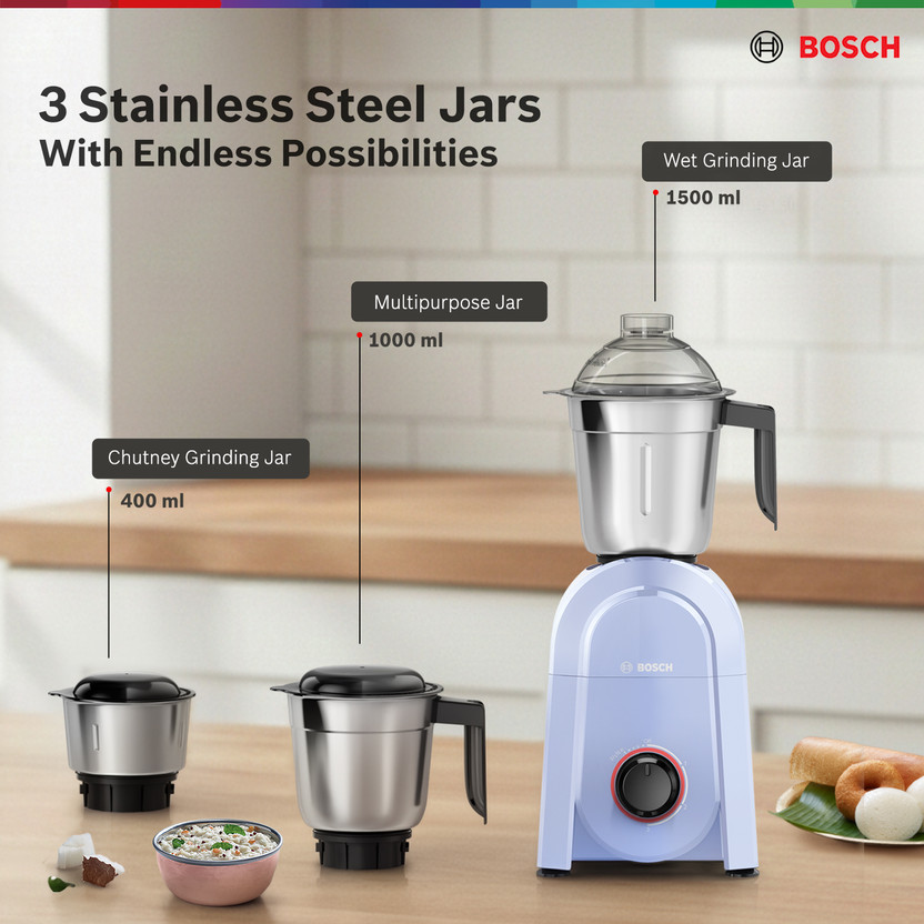 BOSCH CosMixx Pro 750 W Mixer Grinder (MG8413C4SI | 3 Jars | Mist - Image 5