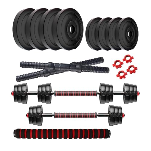 Amazon Brand - Symactive PVC 3-in-1 Convertible Dumbbells Set