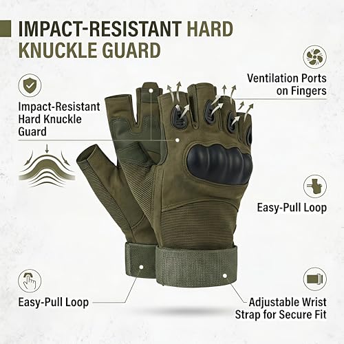 Tactical Half-Finger Gloves, Army Green
