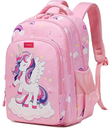 Frantic Waterproof Polyester 26 L School Backpack School Bag Daypack Picnic Bag For Boys & Girls(RR_Pink_Unicorn_Cloud)