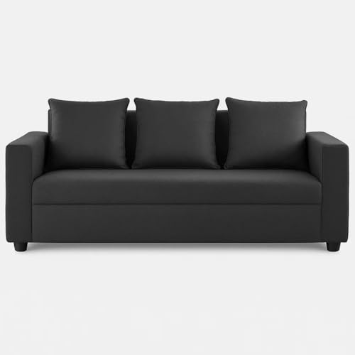 FURNY Liveno 5 Seater 3+2 Fabric Sofa Set (Dark Grey) - Image 4