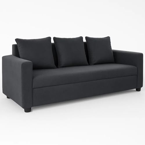 FURNY Liveno 5 Seater 3+2 Fabric Sofa Set (Dark Grey) - Image 5