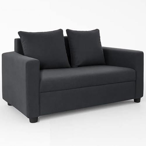 FURNY Liveno 5 Seater 3+2 Fabric Sofa Set (Dark Grey) - Image 7