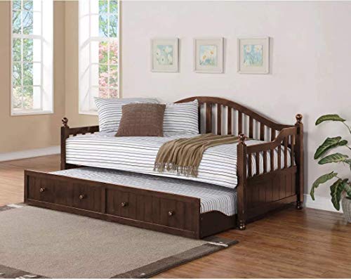 APRODZ Drummo Sheesham Wood Daybed with Trundle Bed (Rosewood - Walnut)