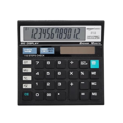 Amazon Basics AB-512 12-Digit Display Basic Calculator(Black)