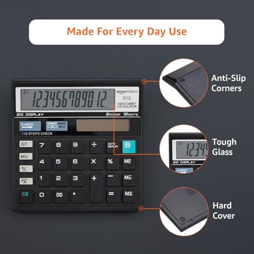 Amazon Basics AB-512 12-Digit Display Basic Calculator(Black) - Image 4