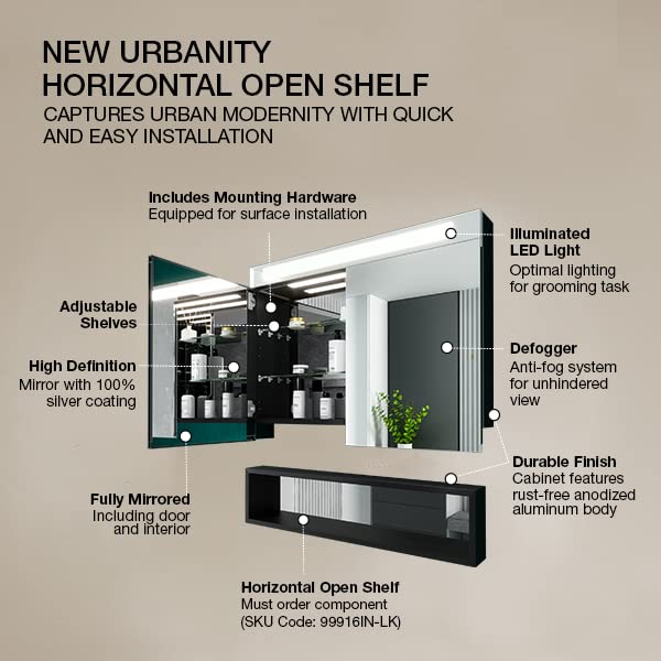 Kohler Urbanity Horizontal Mirror Cabinet Shelf 900MM X 212MM - Image 5