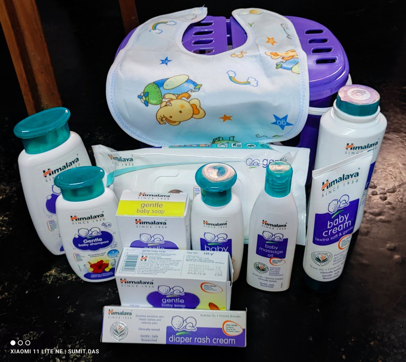 HIMALAYA Happy Baby Gift Pack with Baby Bib (9 in 1) (Purple) - Image 7