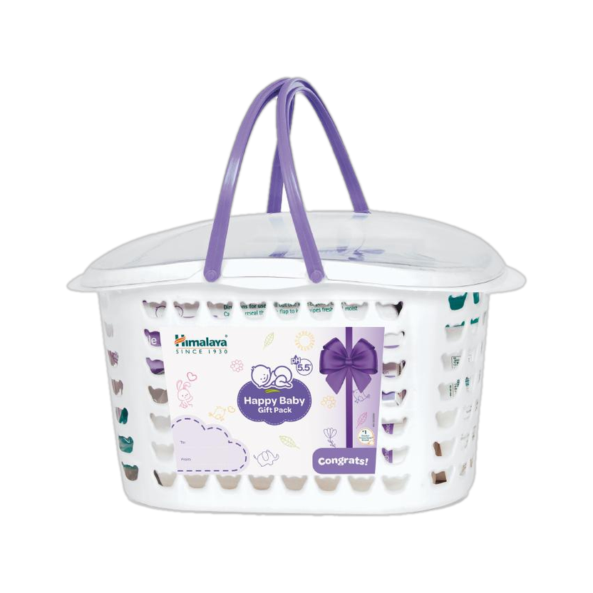 HIMALAYA HAPPY BABY GIFT BASKET (7 IN 1) (White)