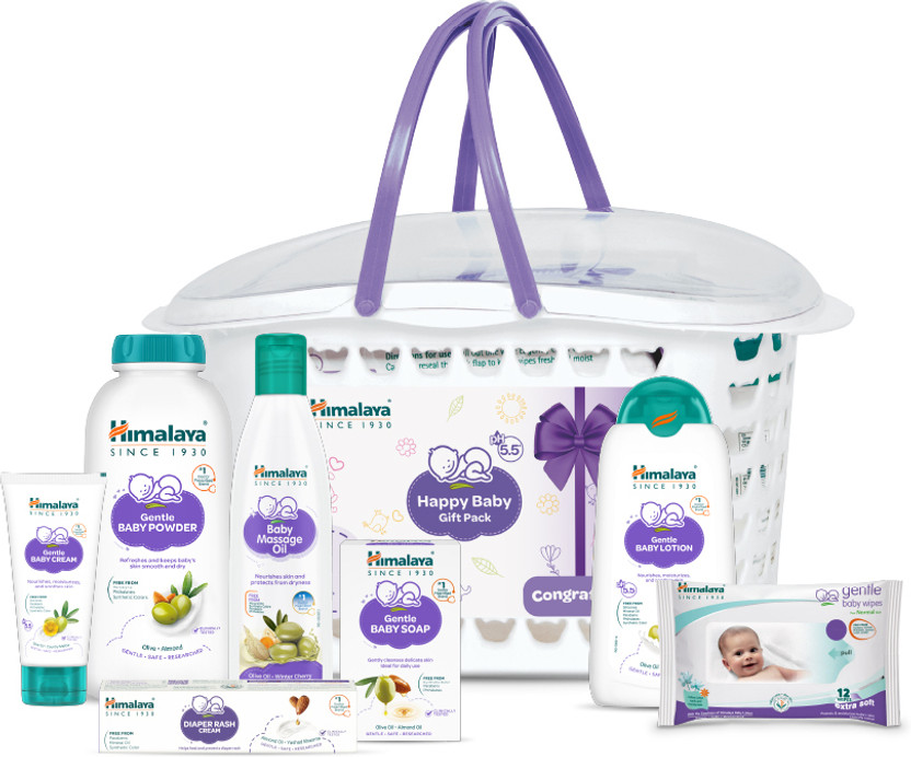 HIMALAYA HAPPY BABY GIFT BASKET (7 IN 1) (White) - Image 2