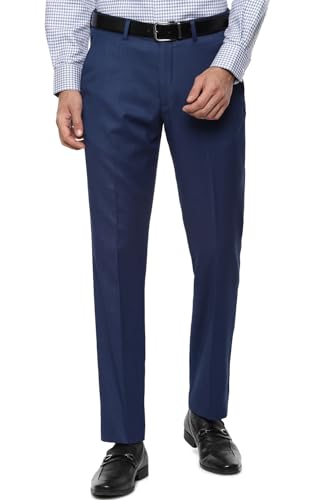 Louis Philippe Men's Slim Fit Mid Rise Textured Formal Trouser