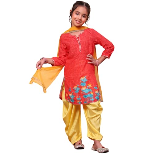 BIBA Girls Cotton Printed Straight Suit Set