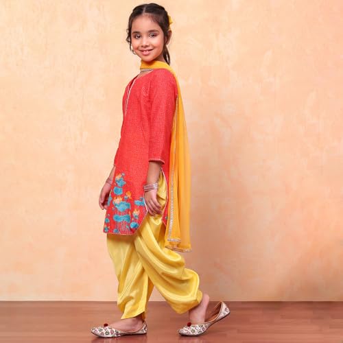 BIBA Girls Cotton Printed Straight Suit Set - Image 5