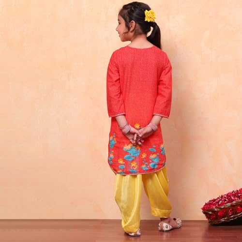 BIBA Girls Cotton Printed Straight Suit Set - Image 6