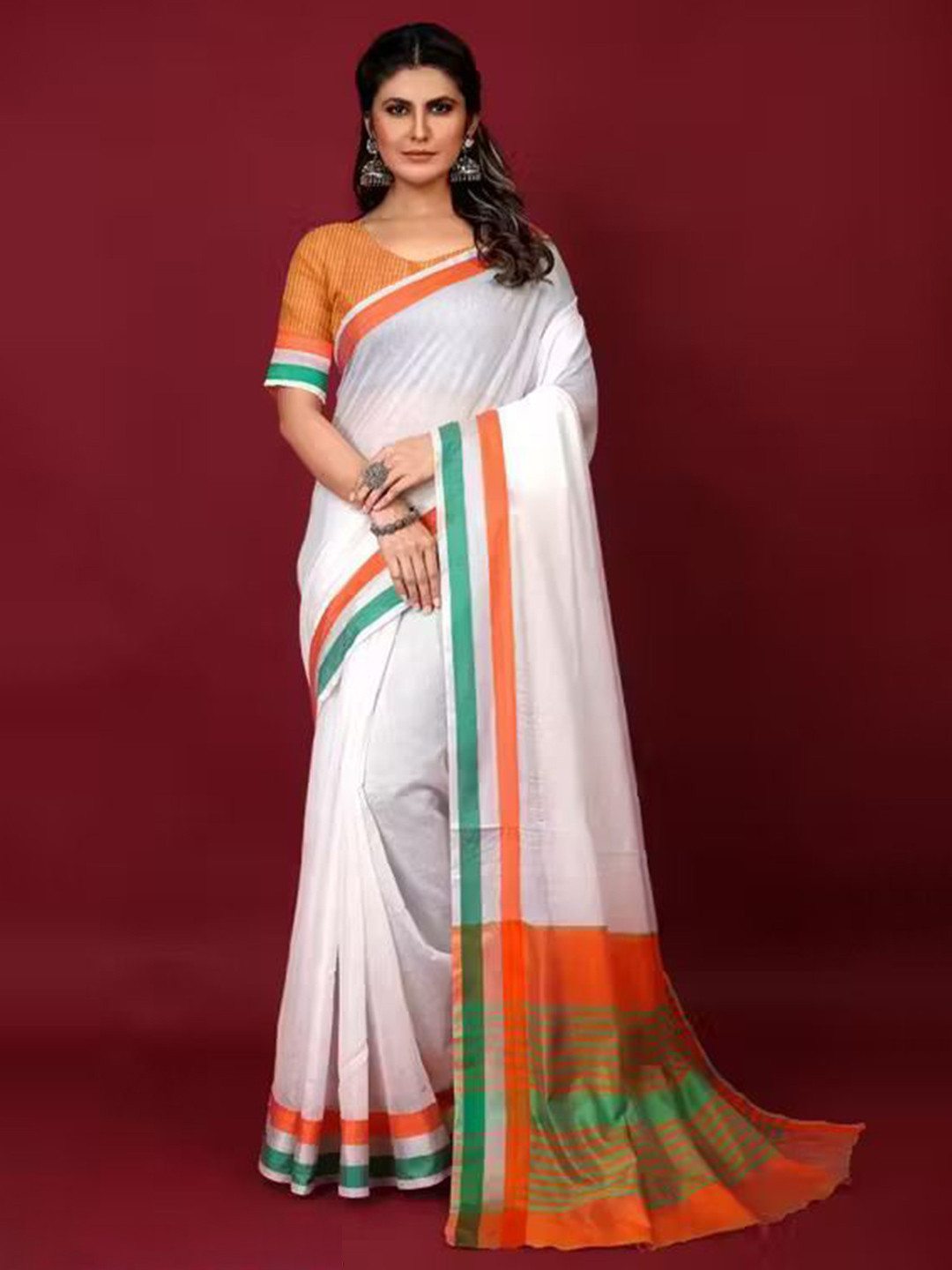 Moda Rapido Solid Cotton Saree with Printed Border