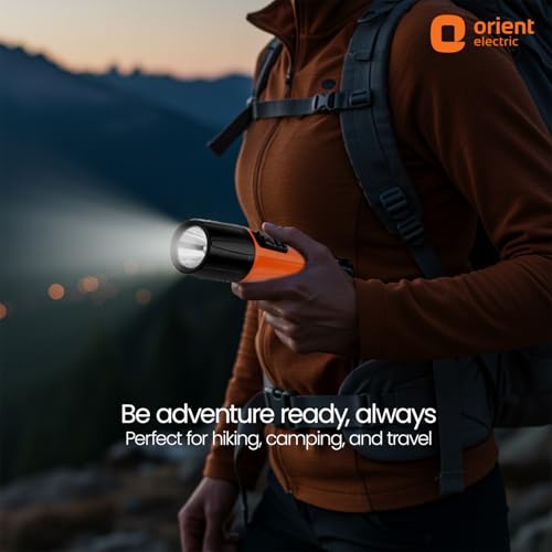Orient Electric Bolt LED Torch Light | Orange & Black, Pack of 1 - Image 4