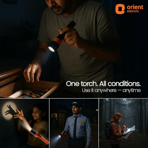 Orient Electric Bolt LED Torch Light | Orange & Black, Pack of 1 - Image 6
