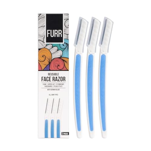 FURR Face Razor for Women | German Blade | Eyebrow Lip Chin | Pack of 3 | German Blade, Smooth & Instant Hair Removal, For Eyebrows, Upper Lip, Forehead, Chin and Sideburns