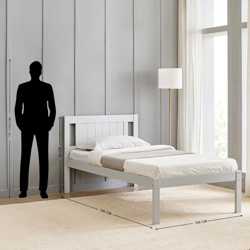 Home Centre | Helios Taylor Lyra Single Bed | Solid Wood | Grey - Image 2