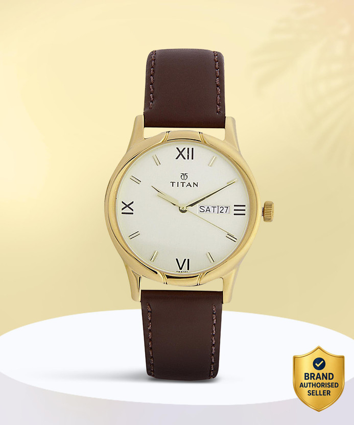 Titan Bandhan Champagne Dial Brown LeatherStrap Couple Analog Wat