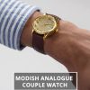 Titan Bandhan Champagne Dial Brown LeatherStrap Couple Analog Wat - Image 3