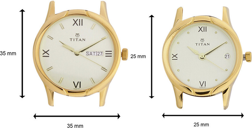 Titan Bandhan Champagne Dial Brown LeatherStrap Couple Analog Wat - Image 5