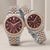 Titan Bandhan Champagne Dial Brown LeatherStrap Couple Analog Wat - Image 8