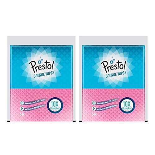 Amazon Brand - Presto! Multi-Purpose Sponge Wipes | Assorted | 10 Count| Pack of 2