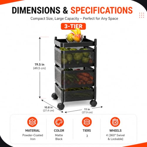 Homeor 3 Layer Kitchen Trolley