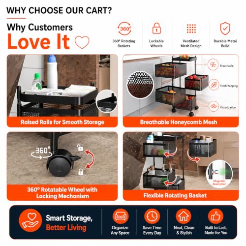 Homeor 3 Layer Kitchen Trolley