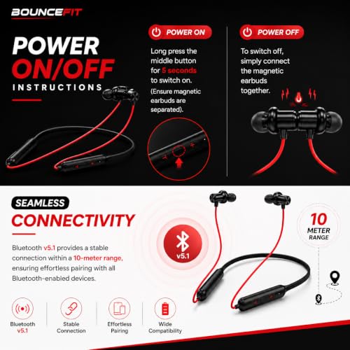 Bouncefit Bluetooth Wireless Mangentic On/Off