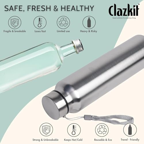 Clazkit Water Bottle Stainless Steel
