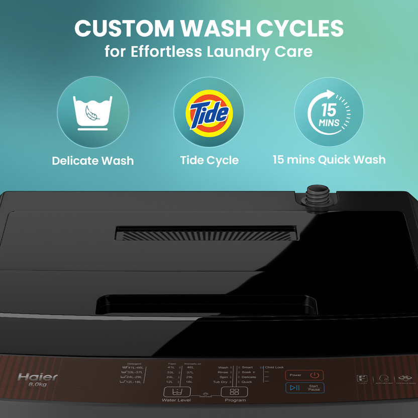 Haier 6.5 kg Fully Automatic Top Load Brown, Grey (HWM65-FES5N) - Image 3