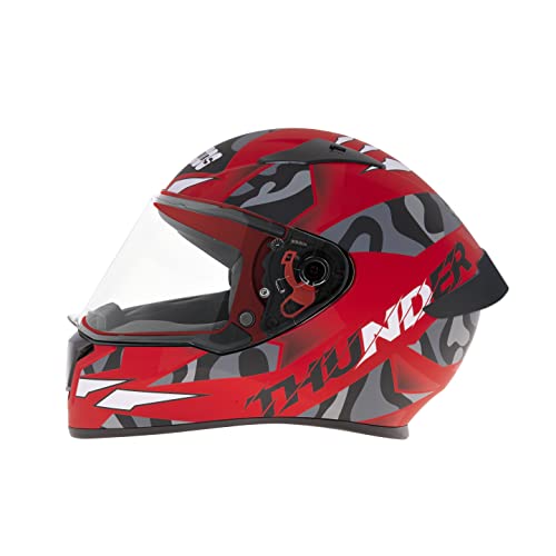 Studds Thunder Full Face Helmet D7 with Clear Visor (Matt Red N9, M) - Image 3