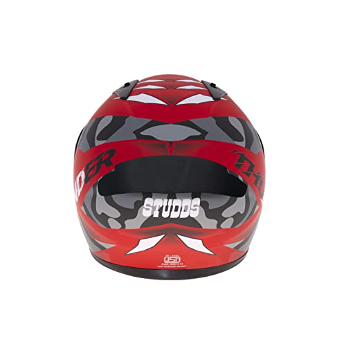 Studds Thunder Full Face Helmet D7 with Clear Visor (Matt Red N9, M) - Image 4