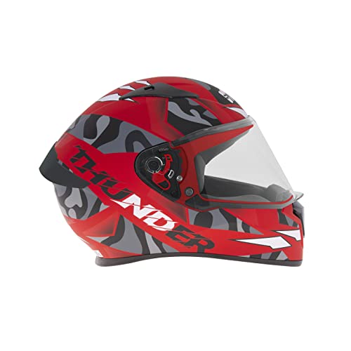 Studds Thunder Full Face Helmet D7 with Clear Visor (Matt Red N9, M) - Image 5