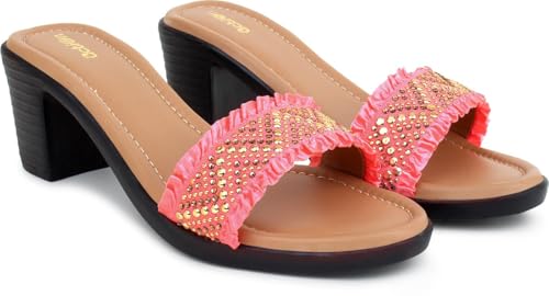 Action Women's Knitted Mule Sandals| Block Heel 10cm| Peep-Toe Design_Beige