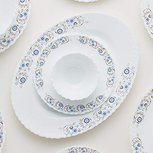 Larah By Borosil Mist Opalware Dinner Set, 19 Pieces, White - Image 3