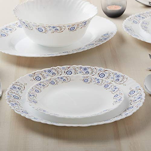 Larah By Borosil Mist Opalware Dinner Set, 19 Pieces, White - Image 4