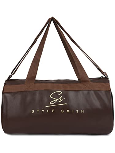 Brown Faux Leather Sports Duffel Gym Bag (22 Ltrs)