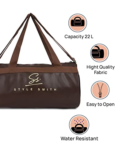 Brown Faux Leather Sports Duffel Gym Bag (22 Ltrs) - Image 2