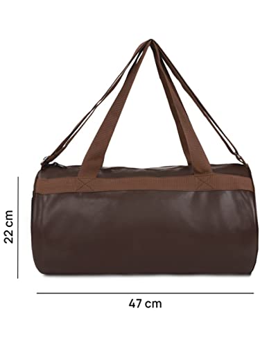 Brown Faux Leather Sports Duffel Gym Bag (22 Ltrs) - Image 3